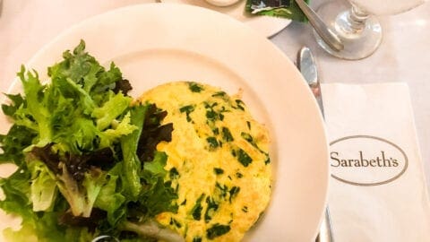 egg omlet with salad on plate
