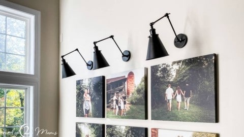 industrial wall mounted lights hung with battery operated LED lights