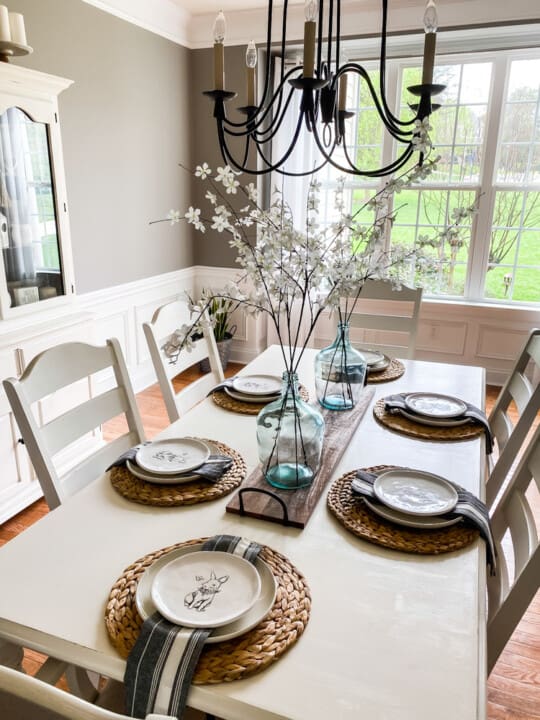 Spring Dining Room | Simple Neutral Tablescape – Simply2moms