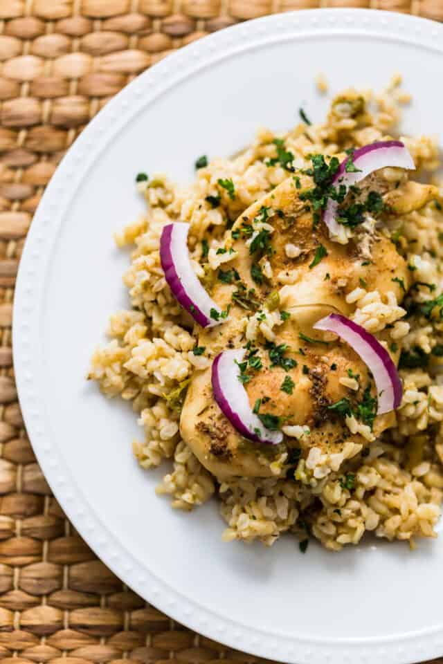 The Best Mexican Instant Pot Chicken and Brown Rice THM E