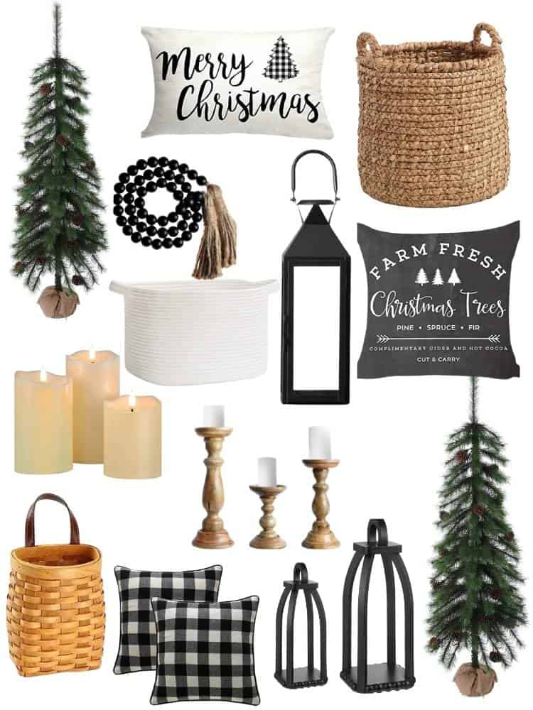 product images for items to style this Christmas foyer entryway