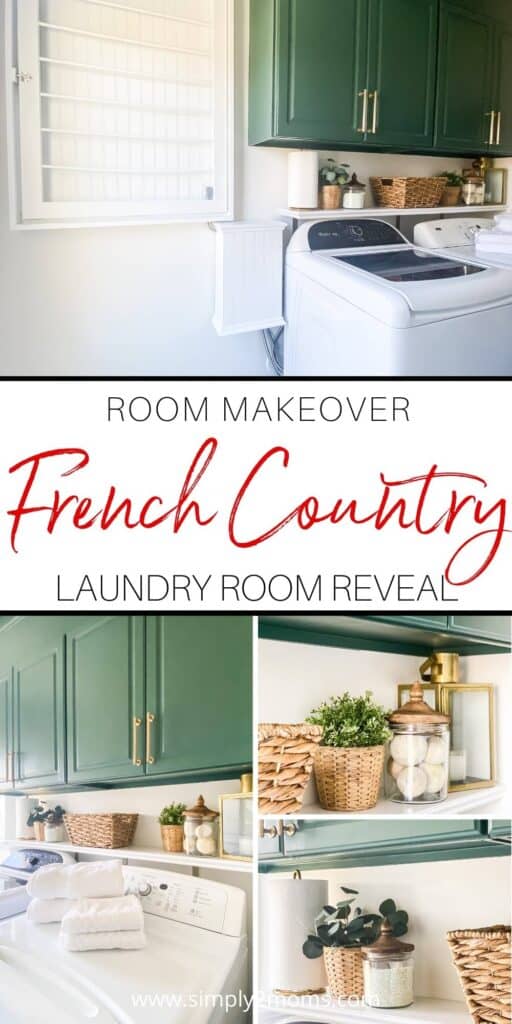 pinterest graphic for French country laundry room makeover reveal