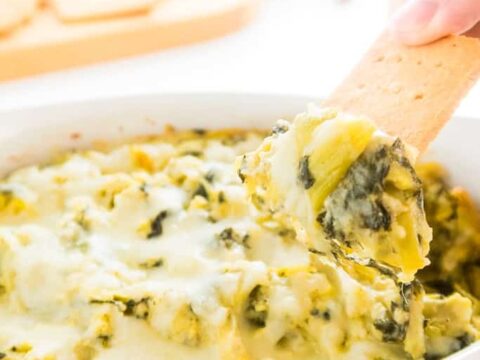 Image for Easy Cheesy Low Carb Keto Spinach Artichoke Dip Recipe | Wholesome Yum