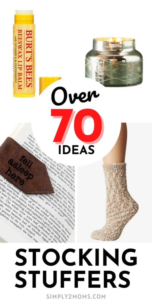 Pinterest graphic Over 70 ideas Stocking Stuffers