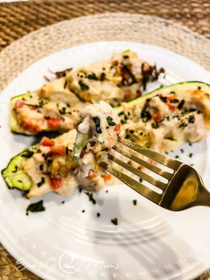 The Best Easy Chicken Alfredo Zucchini Boat Recipe Simply2moms