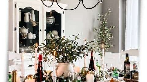 Italian themed tablescape styled in dining room