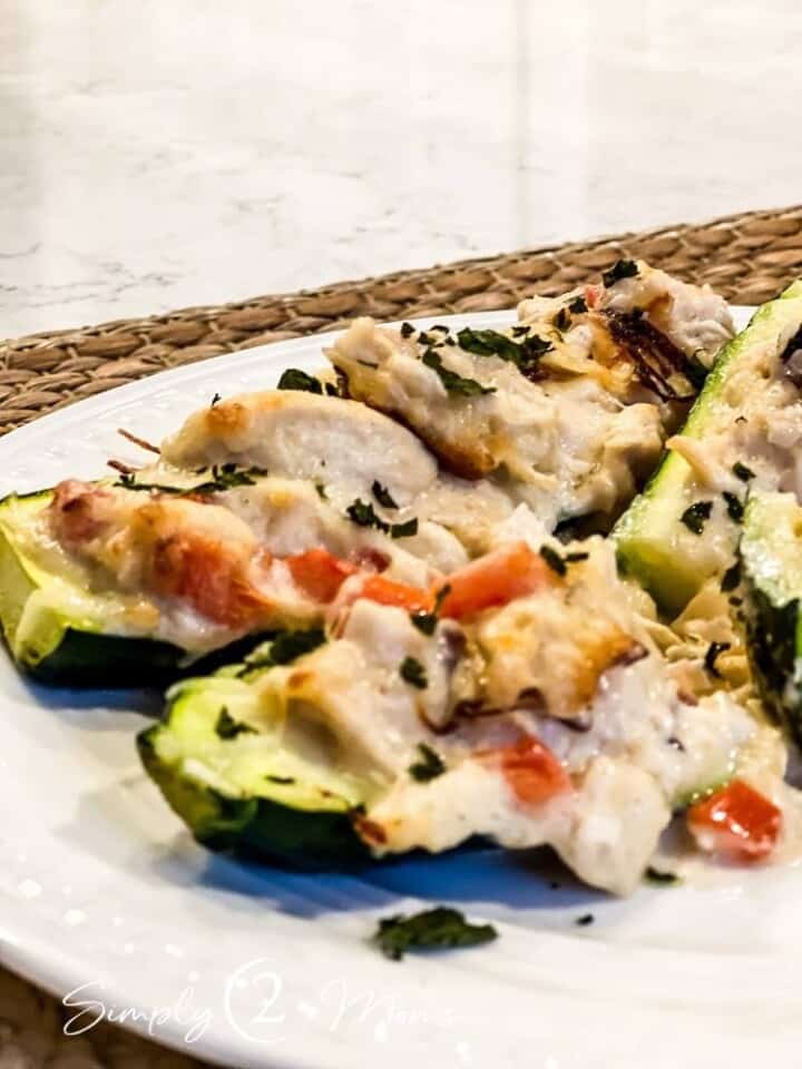 The Best Easy Chicken Alfredo Zucchini Boat Recipe Simply2moms