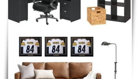 inspiration mood board collage for home office makeover