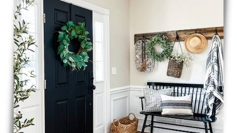 entryway decorated for spring