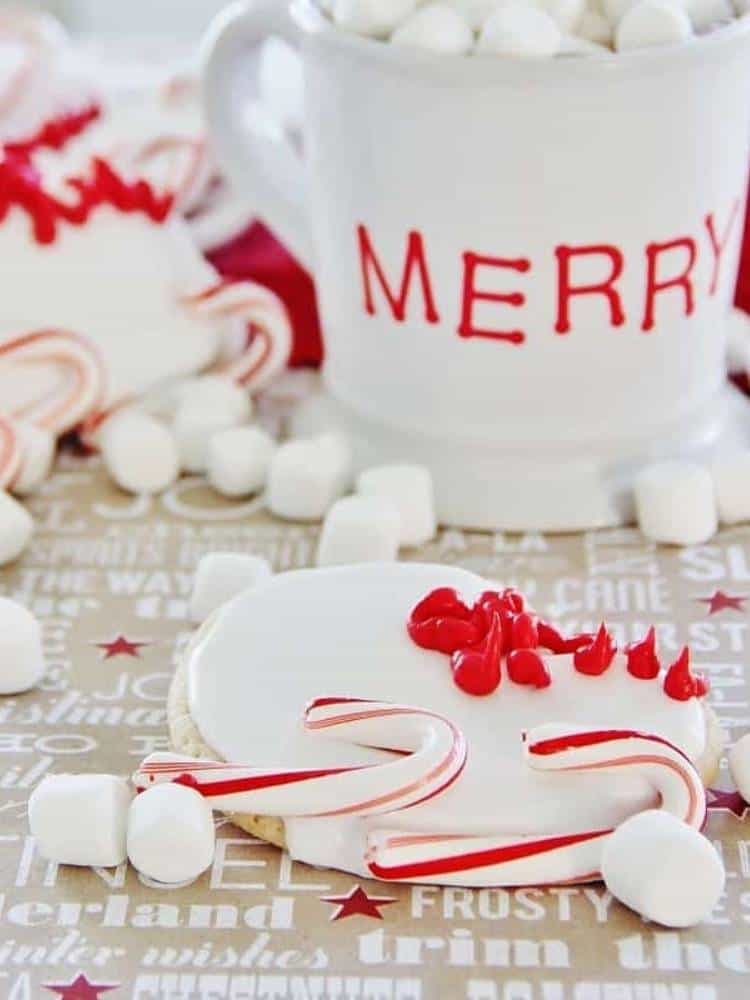 cookies next to mug reading merry