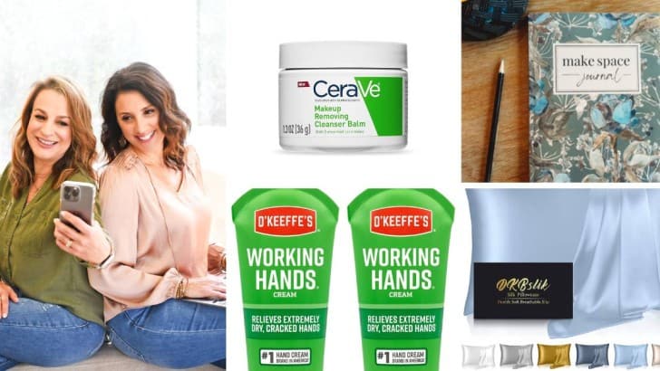 photo of bloggers along with product images of Friday favorites