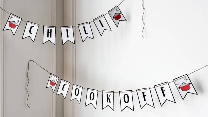 chili cook off banner hanging on wall