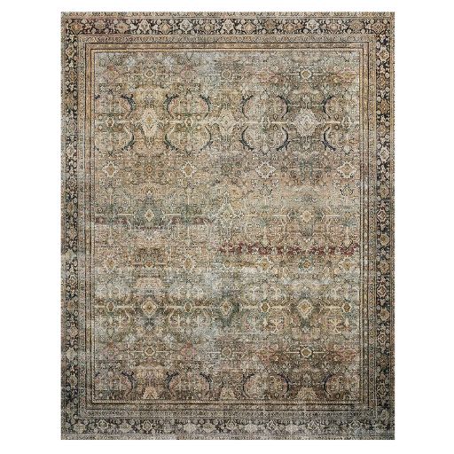 Loloi traditional olive and charcoal area rug.