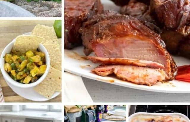 Collage of six recipes to serve at a Father's Day cookout.