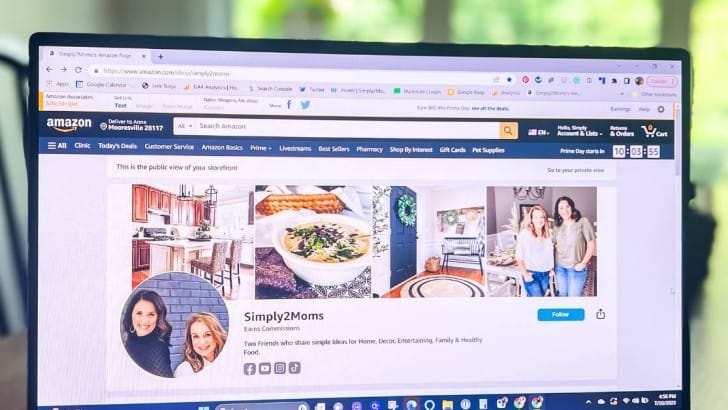 laptop open to our Amazon storefront page