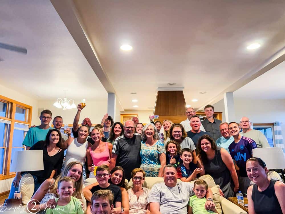 photo of extended family in beach house