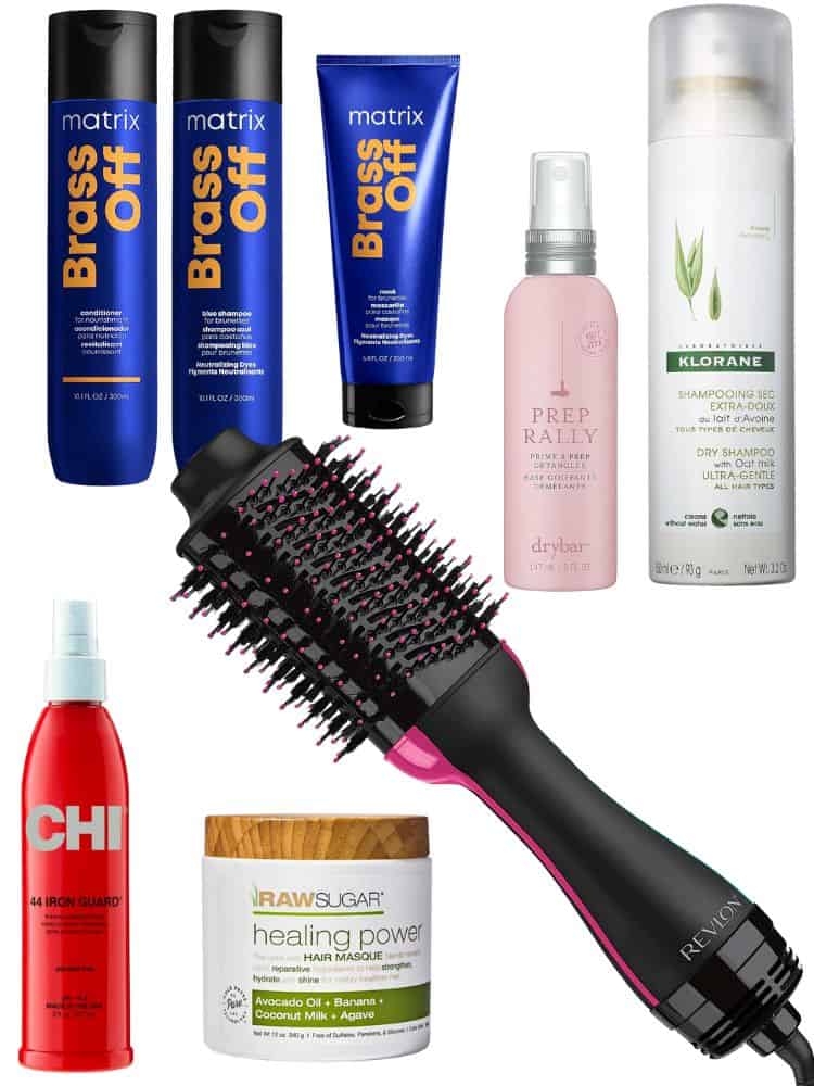 Collage of Anne's hair care favorites for colored hair.