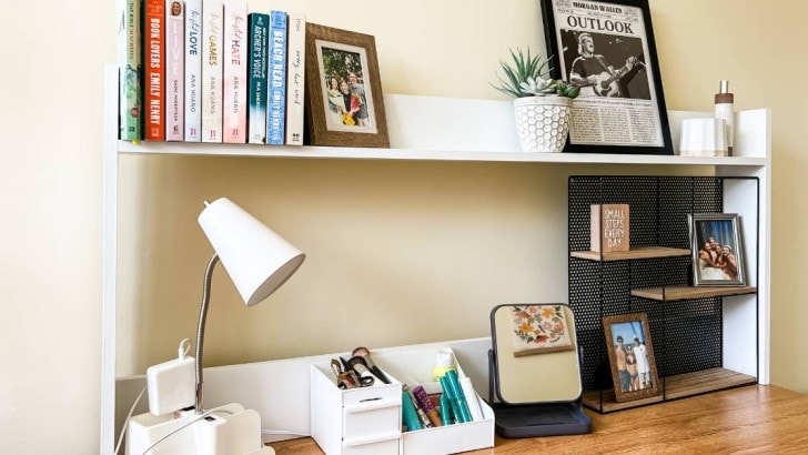 dorm room desk shelf hutch diy wood project feature photo