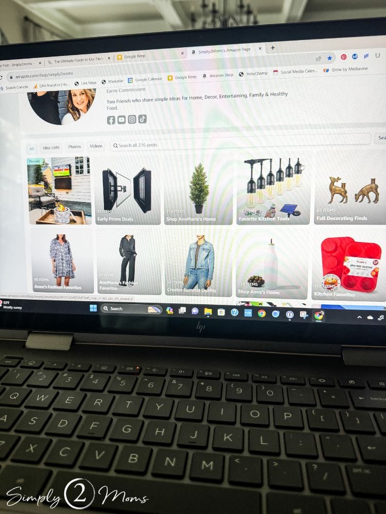 Laptop with Amazon storefront showing Idea Lists.