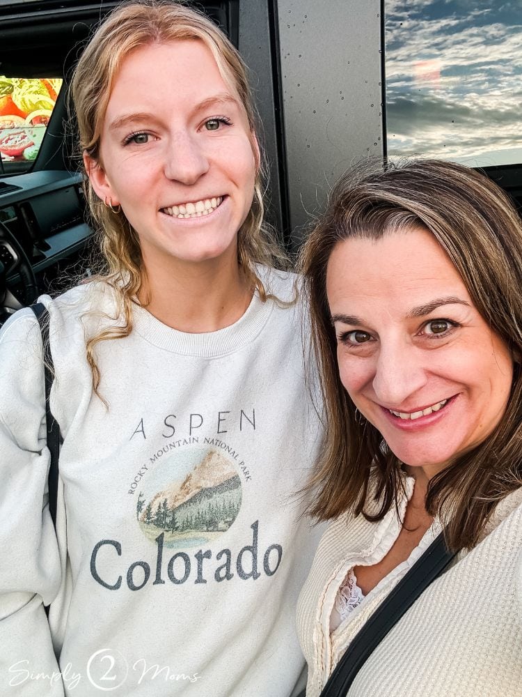 Anne from Simply2Moms taking a selfie with one of her daughters.