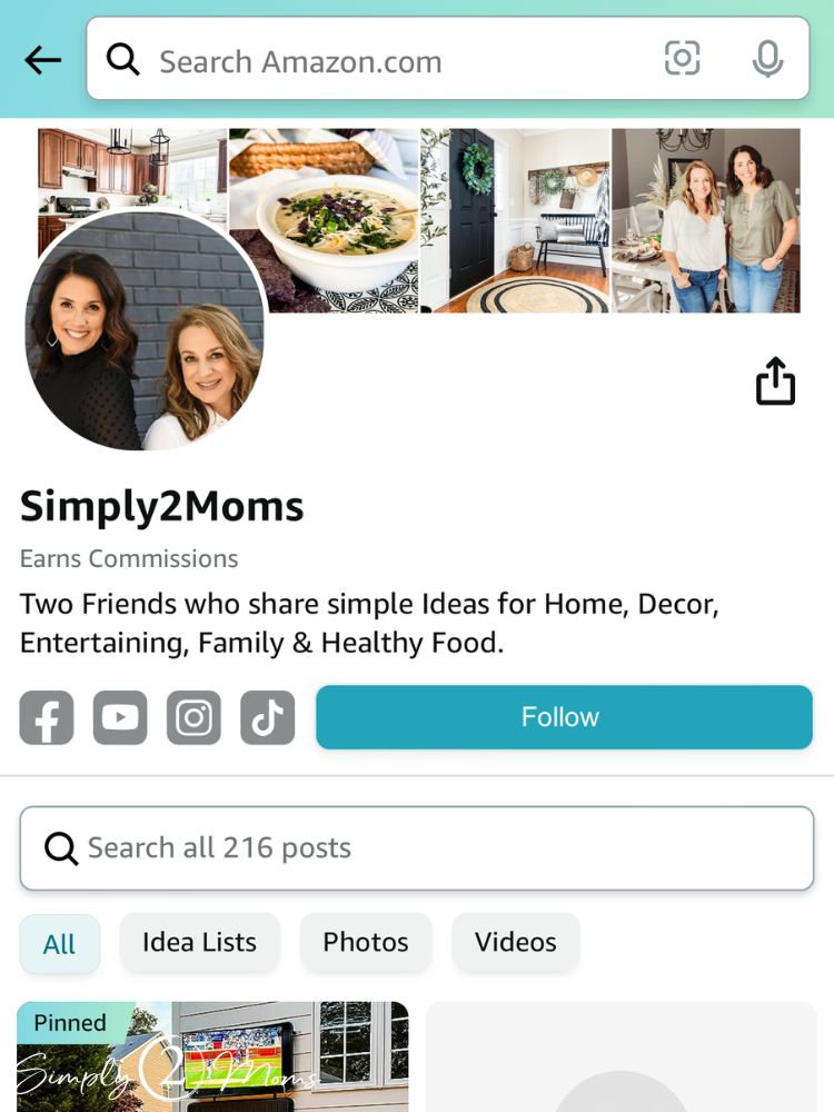Screenshot of SImply2Moms' Amazon storefront.