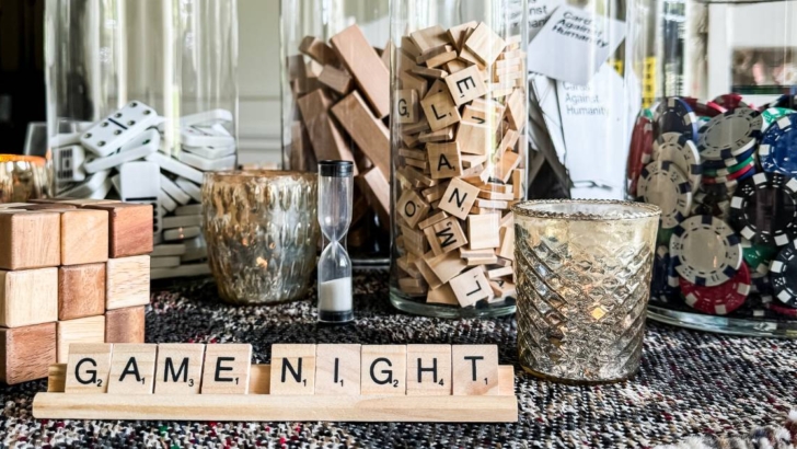 feature photo image of table centerpiece styled for game night